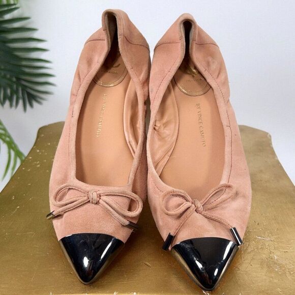 Women's Vince Camuto Nude Suede Leather Cap Toe Ballet Flats / Size: 7 - Picture 1 of 8